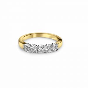 image of a gold ring with diamonds on top